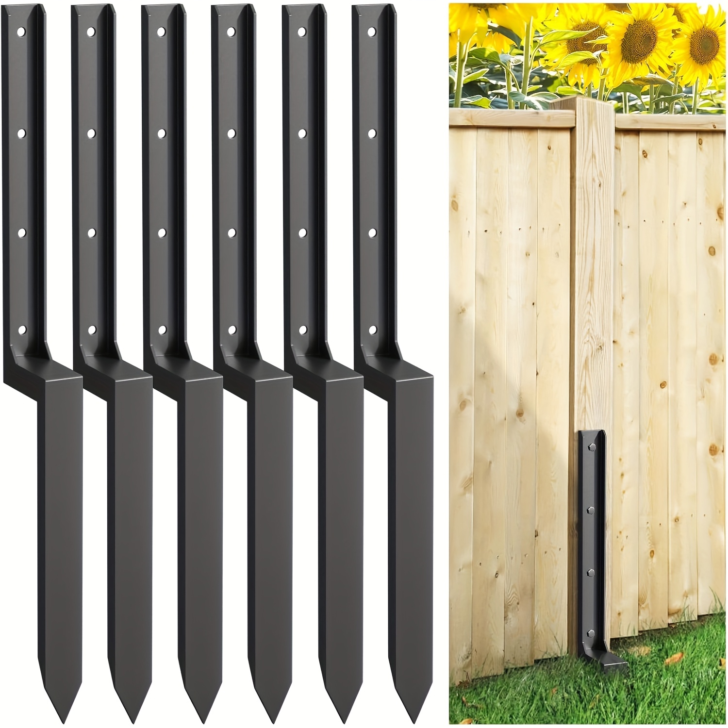 TEMU Heavy Duty Steel Fence Post Repair Kit, Long Fence Post Anchor Ground Stakes