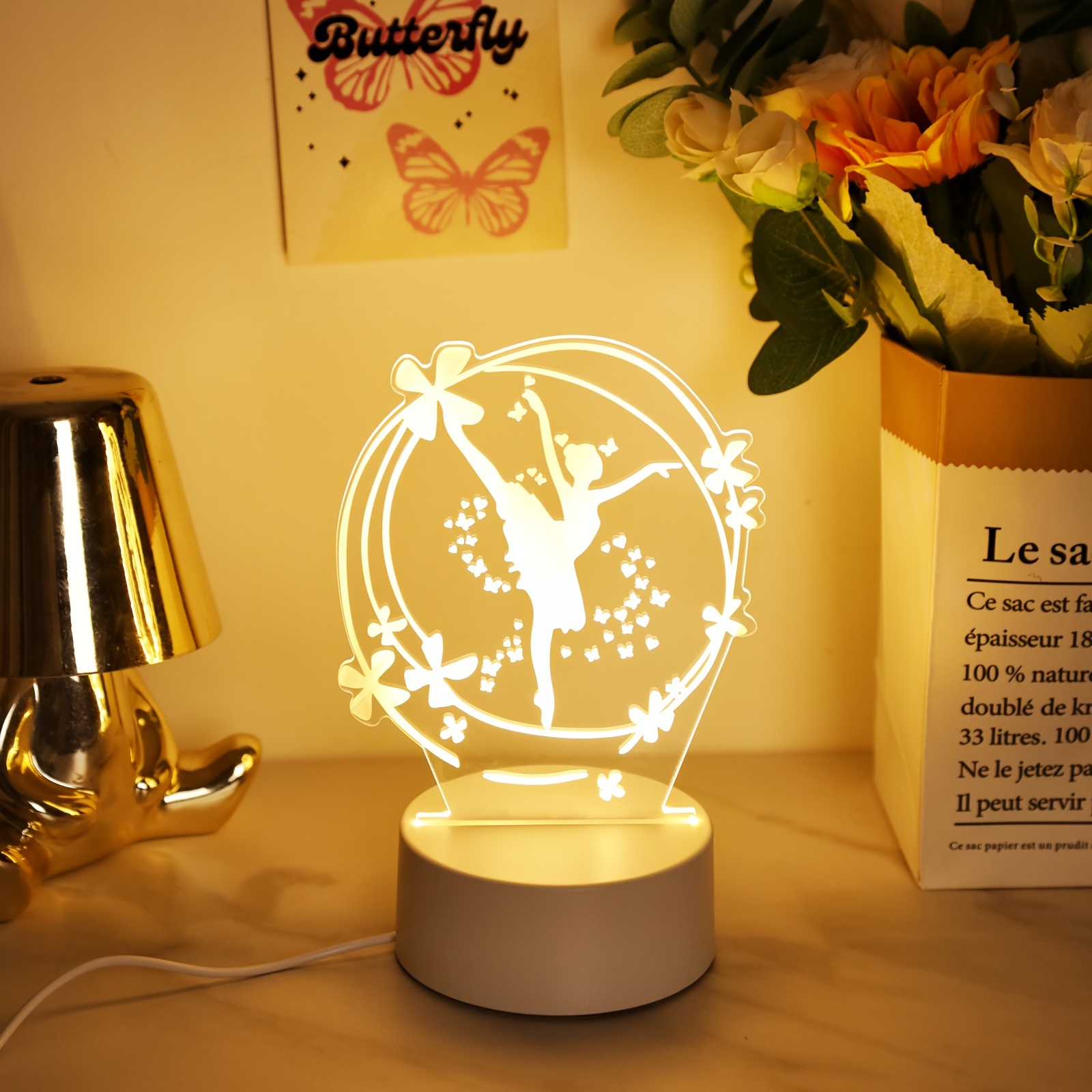 

Ballet Girl 3d Night Light - Usb Powered, Warm Glow, Creative Desk & Bedroom Decor, Perfect Gift For Ballet Enthusiasts