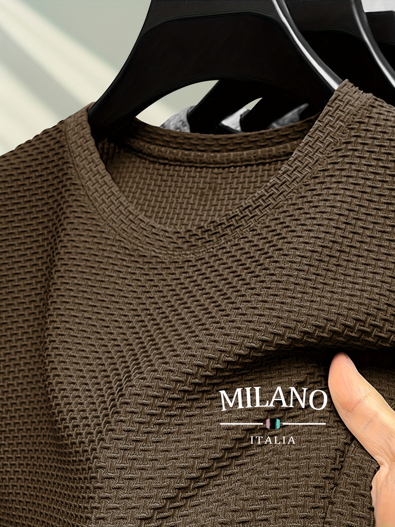 Men's Milan Print Short Sleeve Crew Neck T-Shirt, Breathable Nylon Blend, Comfortable Casual Top for Summer Outdoor Activities & Tennis Training