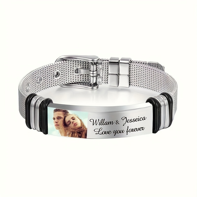 Customized Bend Plate Watch Chain, Engraved Gift