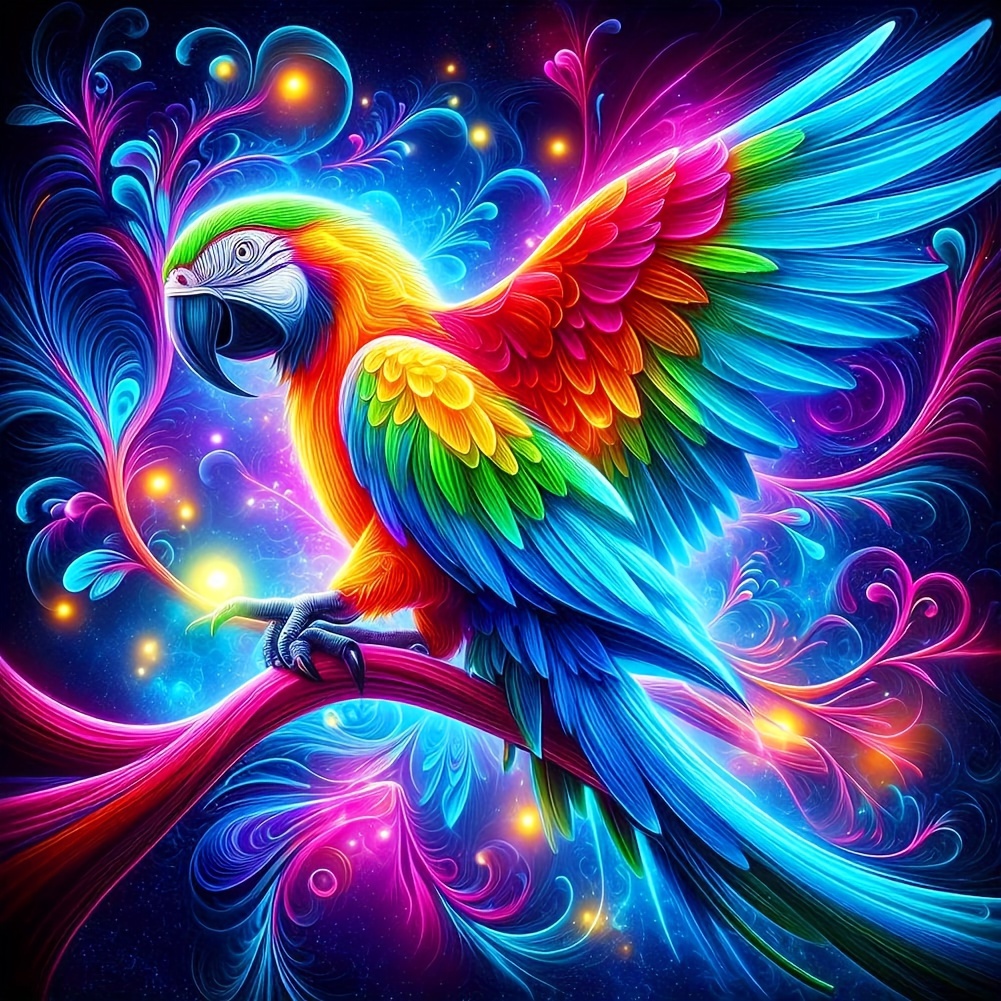 

Colorful Parrot Pattern Diy Diamond Art Painting Kit, Full Diamond Round Diamond, Mosaic Art Craft, Suitable For Beginners, Home Wall Decoration, Gift, Without Frame