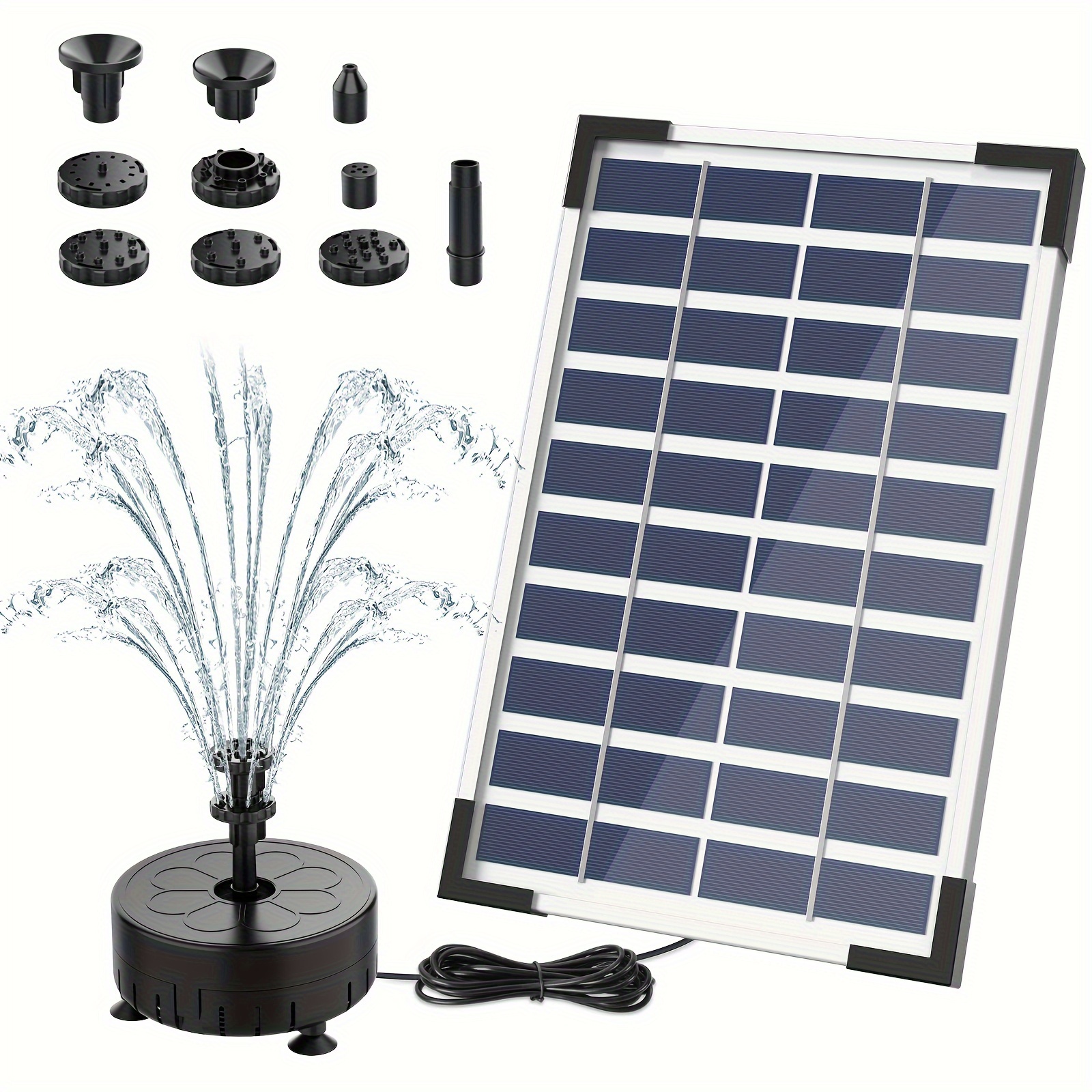 

1 Pack Solar Powered Water Fountain Pump With Led Lights, Portable Floating Solar Panel Bird Bath Fountain, Garden Pond Pool Outdoor Decor, Plastic, With Battery Storage