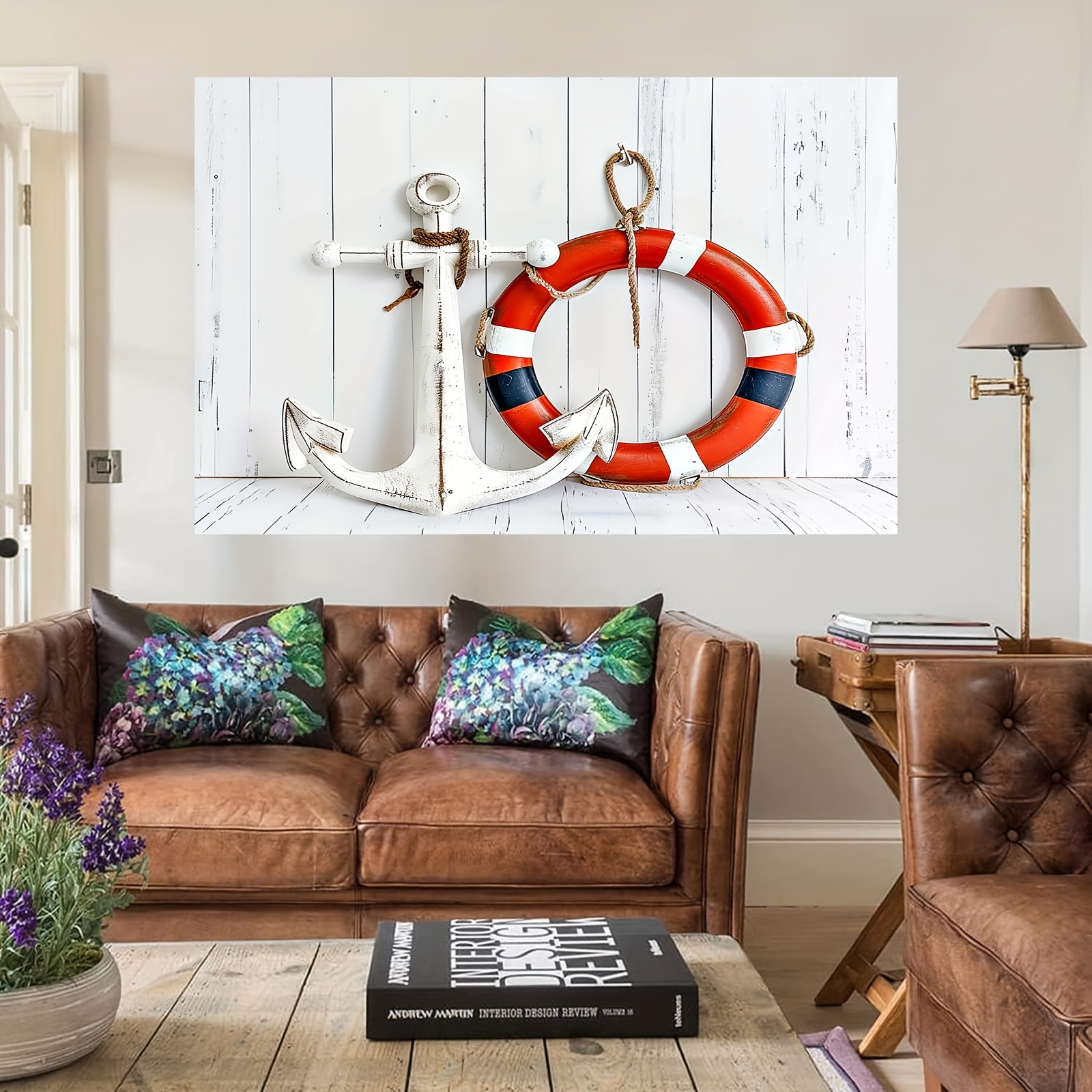 1pc Fabric Nautical Backdrop Decorative Lifebuoy Anchor White Wooden  Background Sailor Boy Nautical Birthday Photography Backdrop Party  Decoration Sho