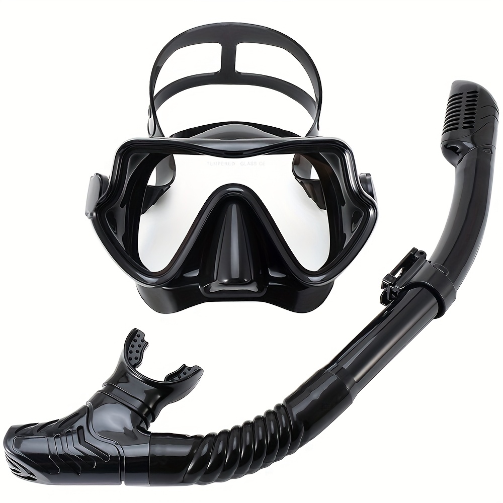   snorkeling mask tube system large frame anti fog anti leak silicone full face mask with breathing tube suitable for men women swimming   snorkeling gear for beginners and pros