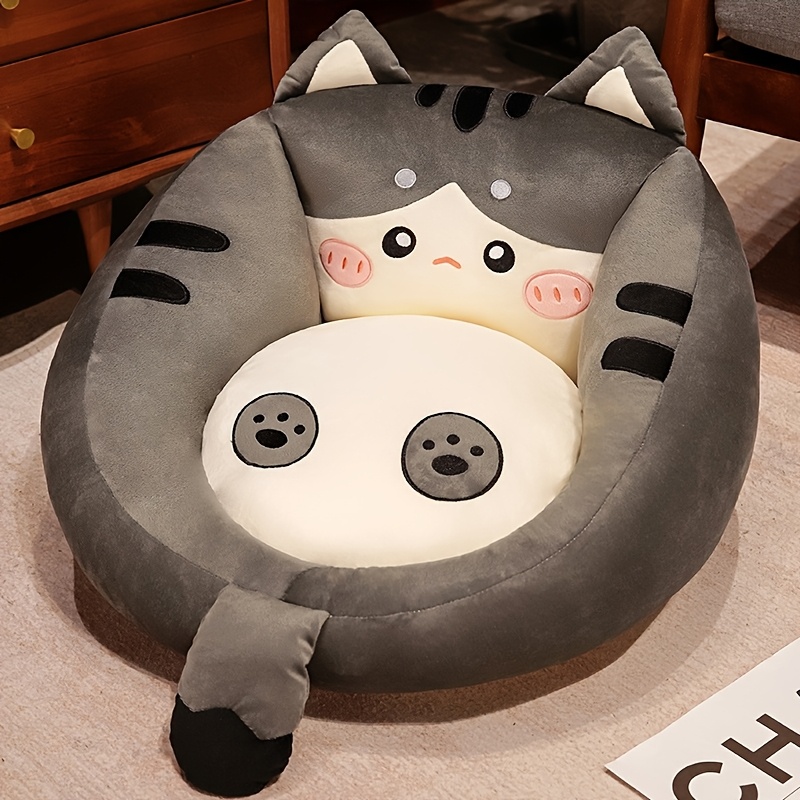 TEMU 床にいる怠惰な猫は、小さなソファ、シートクッション、漫画の寝室のオフィスガールコーナーの読書クッションギフトです。