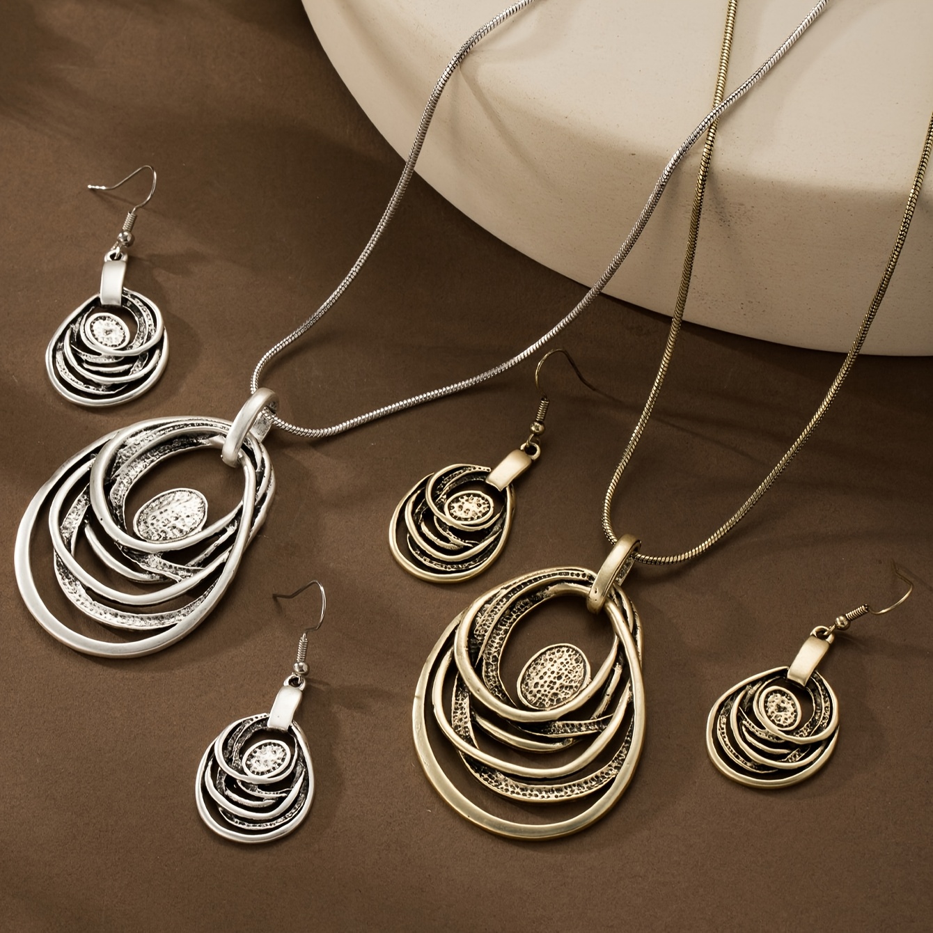Vintage Bohemian Monkey Layer Earrings & Necklace Set