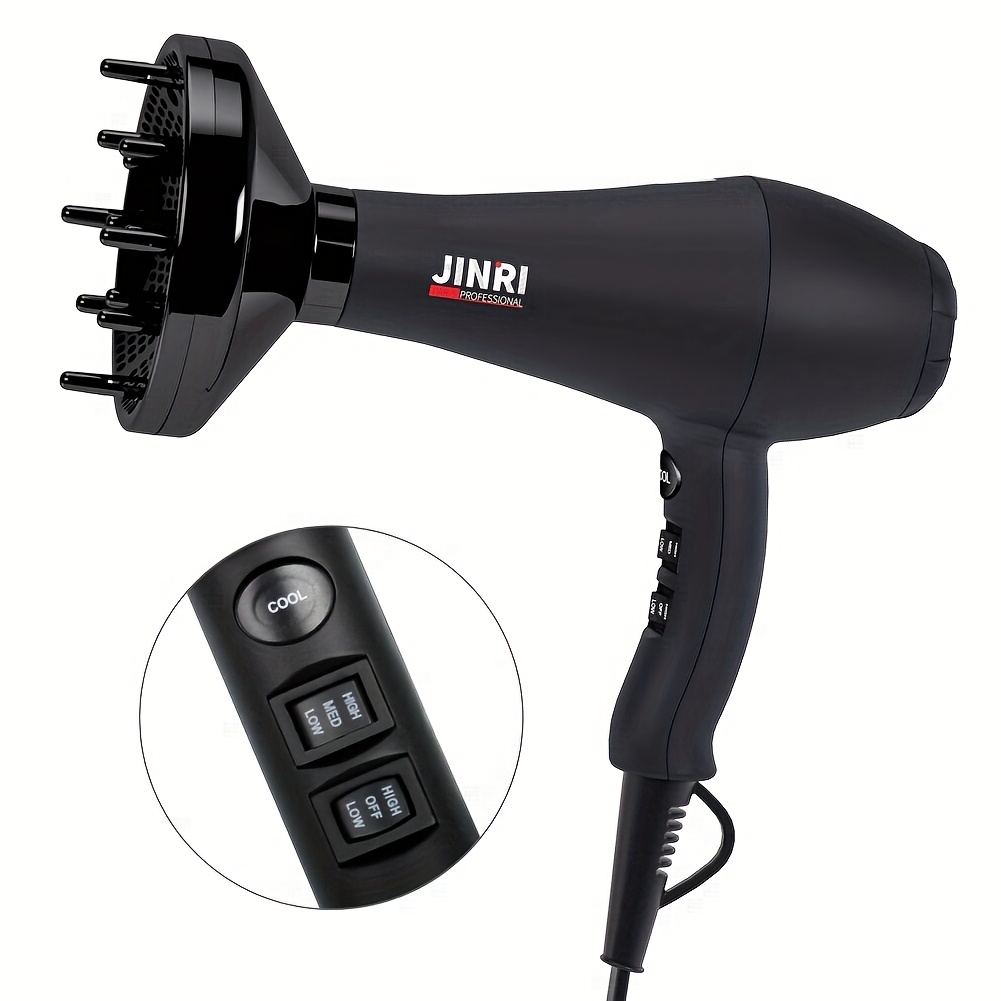 Secador de pelo de 1875W, Secador profesional iónico negativo, Secadores de pelo ligeros de bajo ruido con motor CC, difusor, concentrador y peine