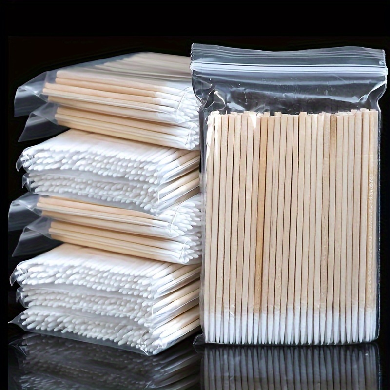 

500/1000pcs Long Wooden Cotton Swabs, Cleaning Cotton Sticks With Wood Handle For Oil Makeup Gun Applicators, Eye Ears Eyeshadow Brush And Remover Tool, Cotton Buds Home Accessories