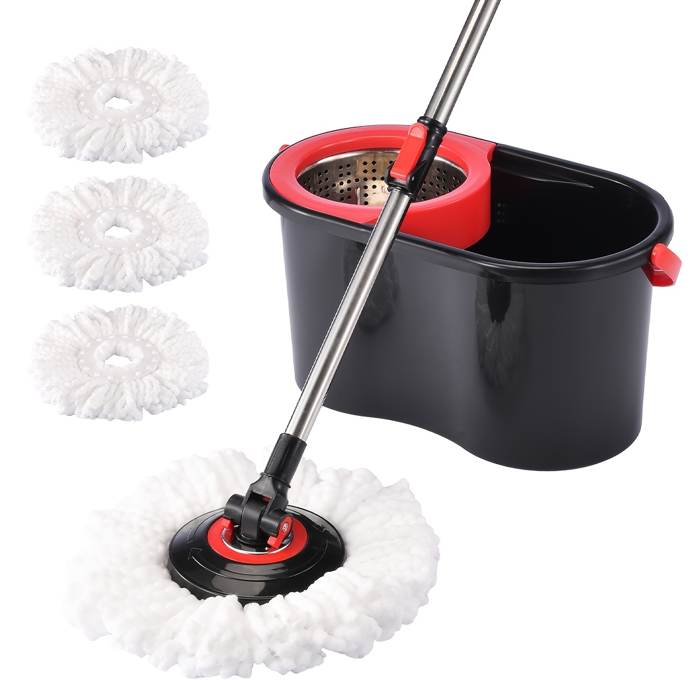 TEMU Mop And Bucket Set, Spin Mop And , Spin Mop Bucket, Mop, Trapeador De Piso, 360° Rotating With Stainless Steel Basket, 35"-46" Adjustable Handle