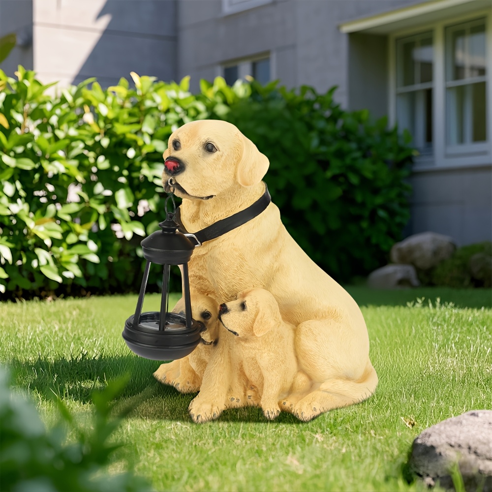 Set of 2 Clear Acrylic Dog Solar Power Outdoor Garden Yard
