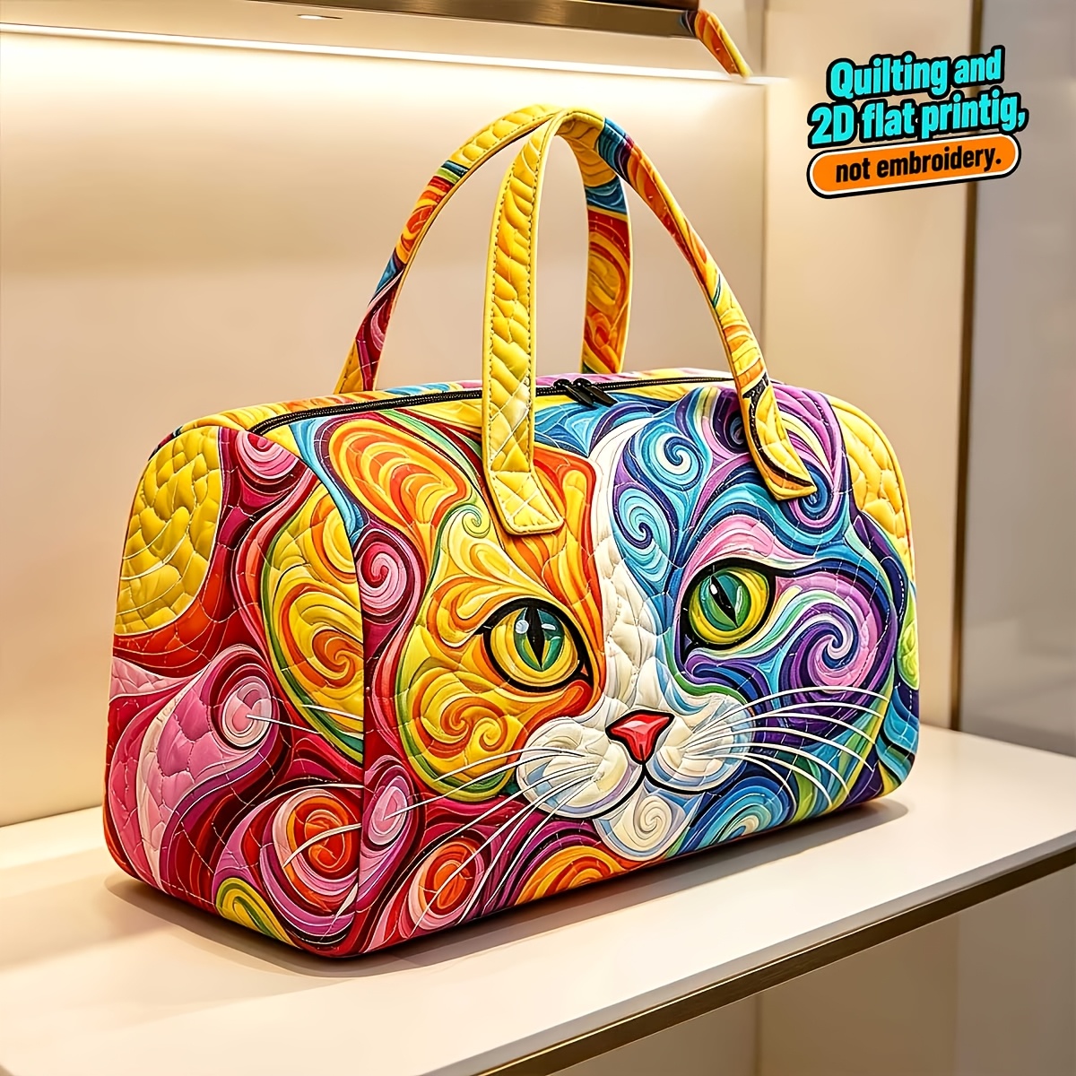 TEMU Printed Design â Not Textured. Quilted Women's Large-capacity Travel Bag, Quilted Outdoor Travel Luggage Storage Bag, Fitness Yoga Bag, Shoulde