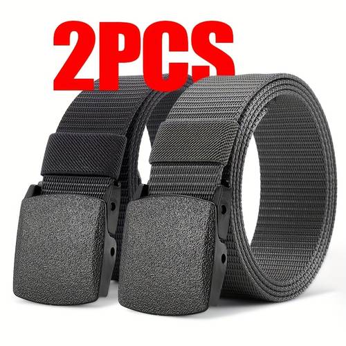 2pcs unisex lightweight no metal square plastic canvas belts quick through security breathable durable sport belts for outdoor activities workwear valentine s day football games mardi gras black workwear accessories construction belt minimalist belt sturdy belt utility belt casual wearers