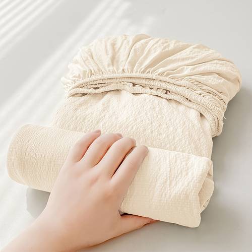 imagen del artículo 1 pieza sábana bajera ajustada de gasa minimalista - cubrecama transpirable y , adecuada para protector de colchón individual para dormitorios, habitaciones, de invitados, para residencias de , hoteles, solo de sábana (sin de almohada)