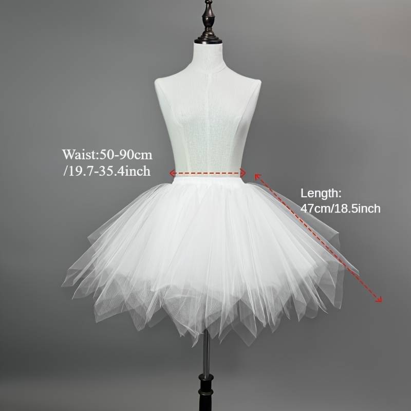 Jupe Tutu à Paillettes Pour Femme - Maille Transparente Blanche - 3 Couches - Tour De Taille 60-110 Cm (Taille M)