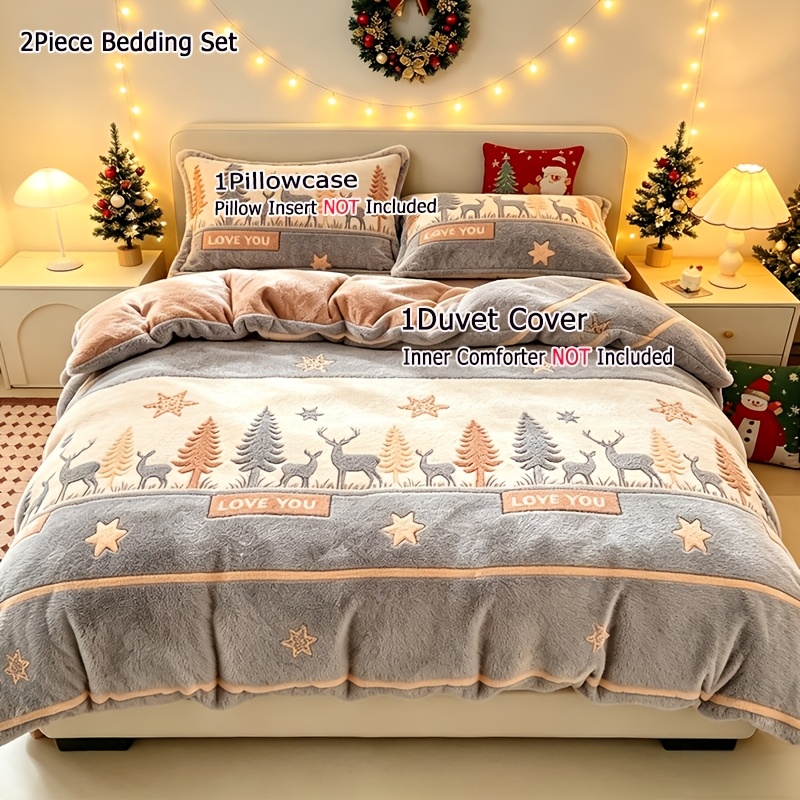 TEMU 3/2pcs Plush Duvet Cover Set - Includes Pillowcases, Soft And Warm For Autumn/winter, Comfortable Bedding For Single Or Double Bed, Does Not