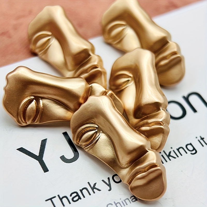 TEMU 5-delige set 23mm verfijnde gouden masker kledingknopen, retro legering ontwerp, ideaal voor het decoreren van kleding, haaraccessoires, tassen,