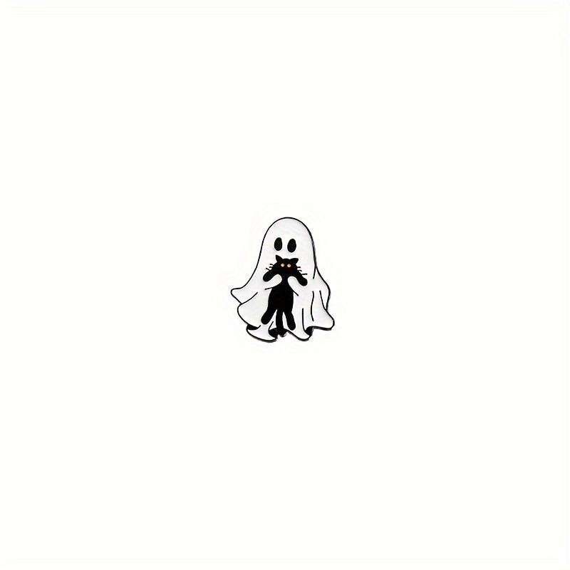 TEMU 1/6pcs Cute White Black Cat Enamel Brooches - Fun Cartoon Elf Lapel Pins For Hats & Backpacks, Perfect Gift For & Halloween