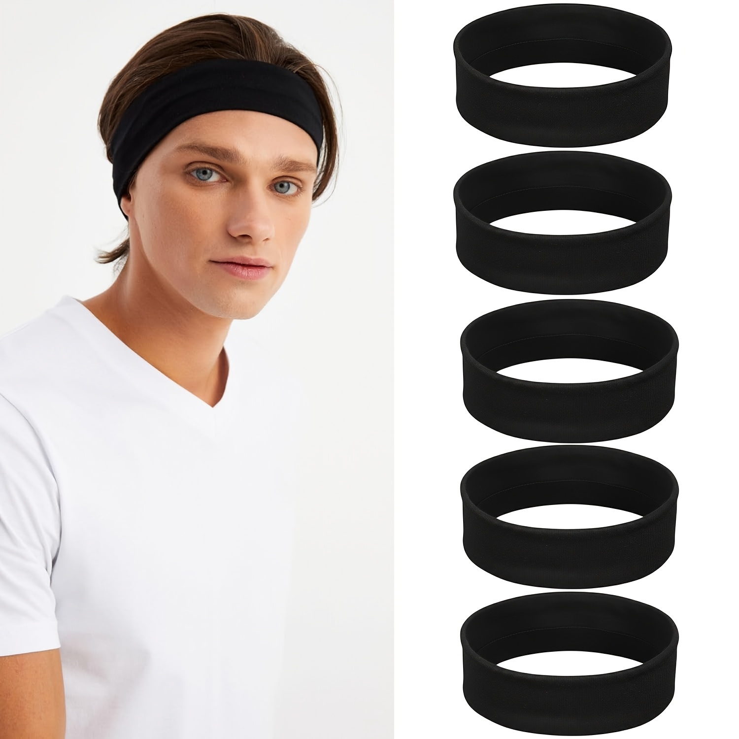 5-pack Casual Minimalist Men Women Sports Headbands, Thin Hairbands, Non-slip Sweat-absorbing Headscarves Hair Additions, Suitable For Daily Outdoor Exercise, Running Yoga And Personal Care