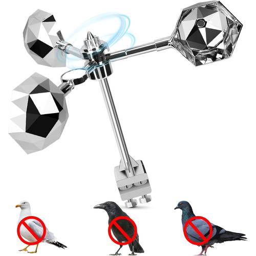 item picture three blade silver plated diamond shaped bird repelling windmill bird deterrent pigeon deterrent