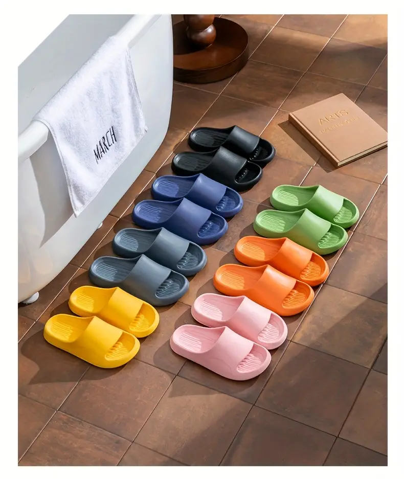 summer eva flip flops soft comfortable slip on sandals with non slip soles for bathroom floor and outdoor use black and orange summer footwear eva sandals comfortable footwear Product details 0