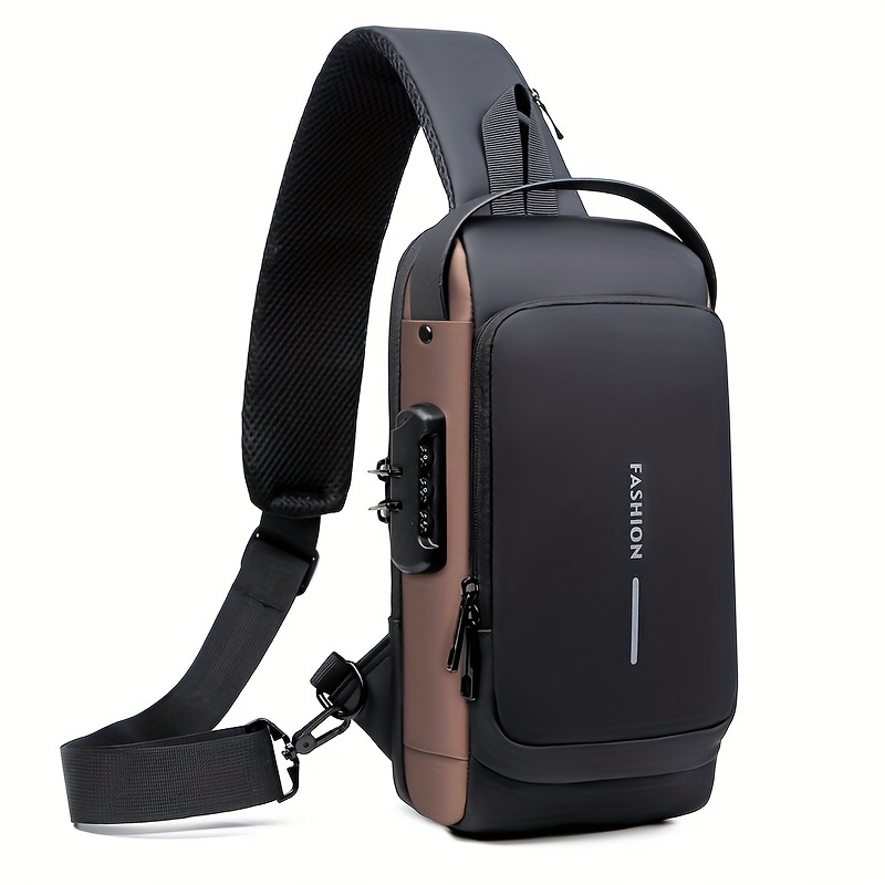 

Men's Anti-theft Sling Bag With Password Lock - Multifunctional, Casual Sports Crossbody & Shoulder Pack For Travel Travel Bag For Men Concealed Carry Men Bag