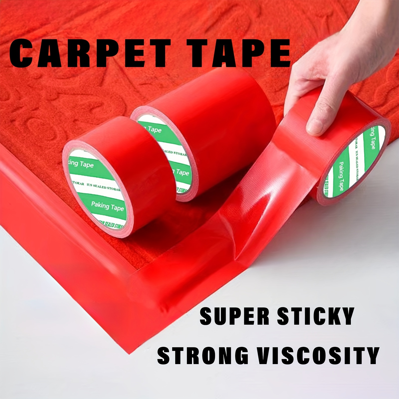 

1 Roll Red Strong Fabric Tape, 10m/393.7in Length, Widths, Multi- Use For Carpet , Packaging, Wire Bundling, Plumbing Sealant, Non-waterproof, Pp Material, For Indoor/outdoor, Arts, Crafts, Packaging