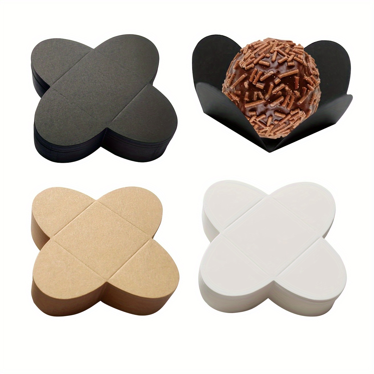 

50pcs/100pcs Mini Chocolate Paper Spacer, Spacer Tray, Birthday Candy Tray. Portable Paper Chocolate Base, For Birthday Candy And Desserts Packaging Base