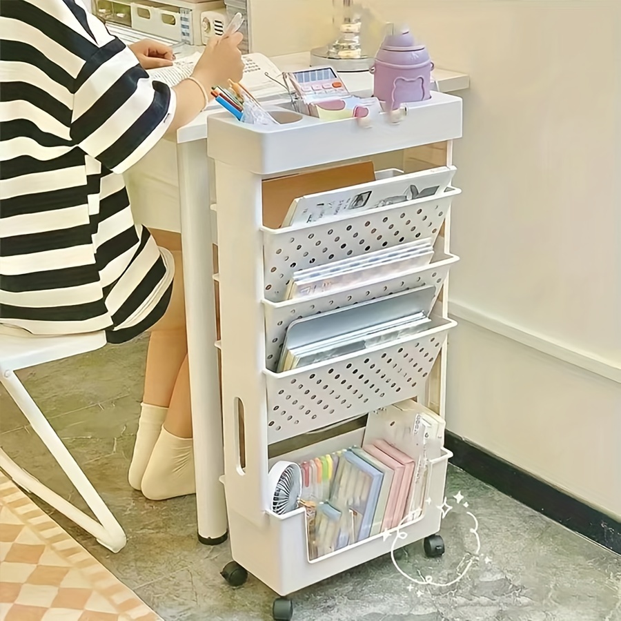 

Desk Organizers And Accessories, Office Supplies Desktop Organizer With Wheels, Desk File Organizer, 5 Tier File Folder Holder, Magazine Storage Bookshelf For School Classroom Home