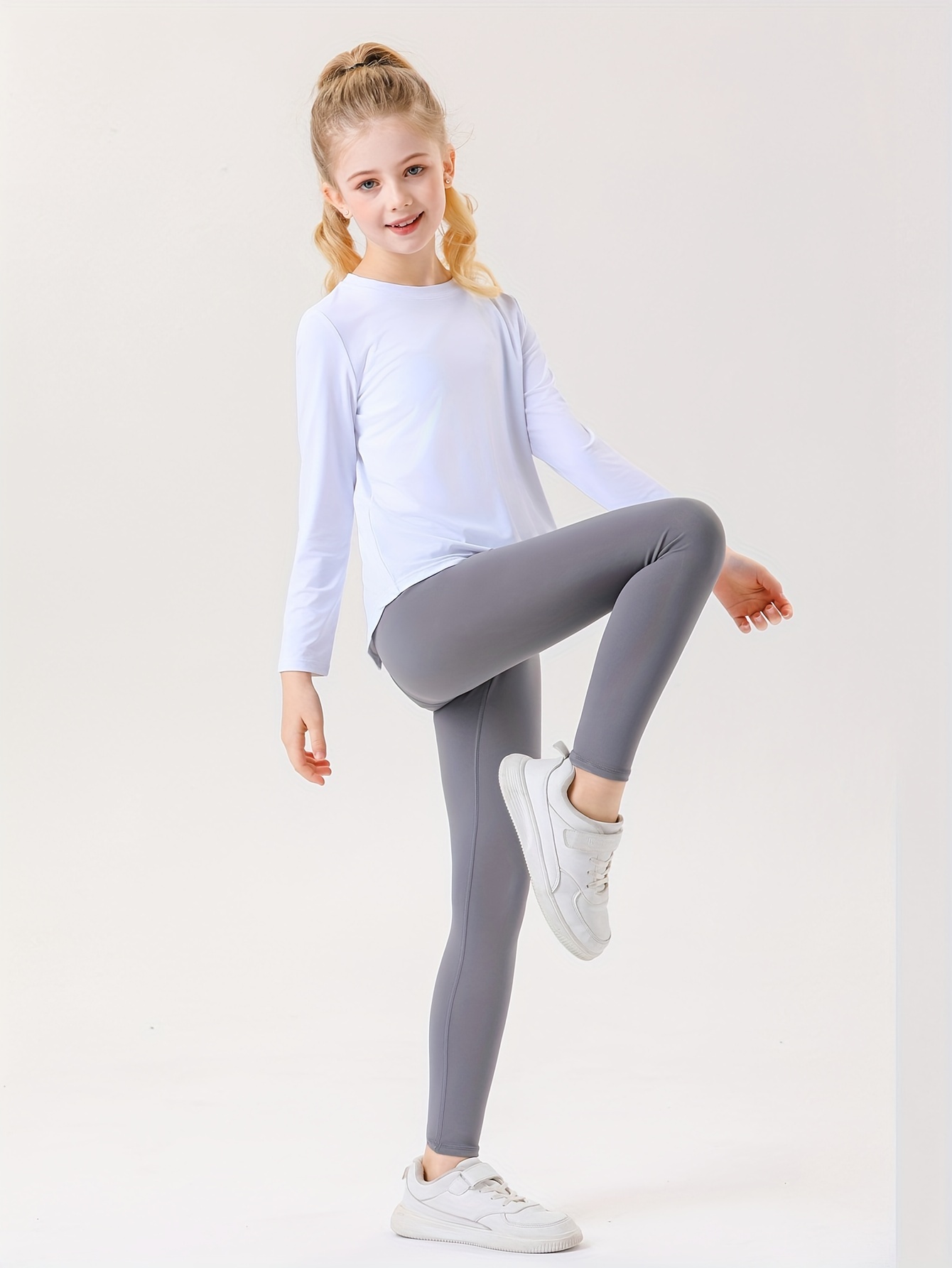 Stretchy & Comfy Solid Leggings Girls Slim Leggings Yoga Sports