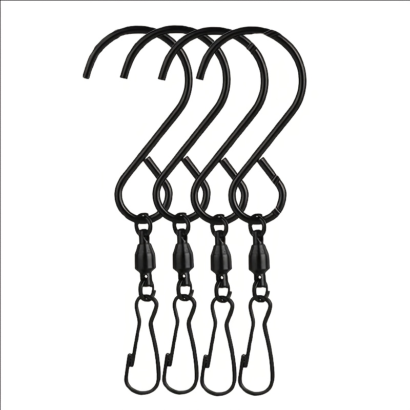 E-shop 4 Stück Edelstahl Drehhaken Clips - Wandmontierte Rotierende S-Haken für Windspinnen, Windspiel, Kristalltwister - Einfache Installation,