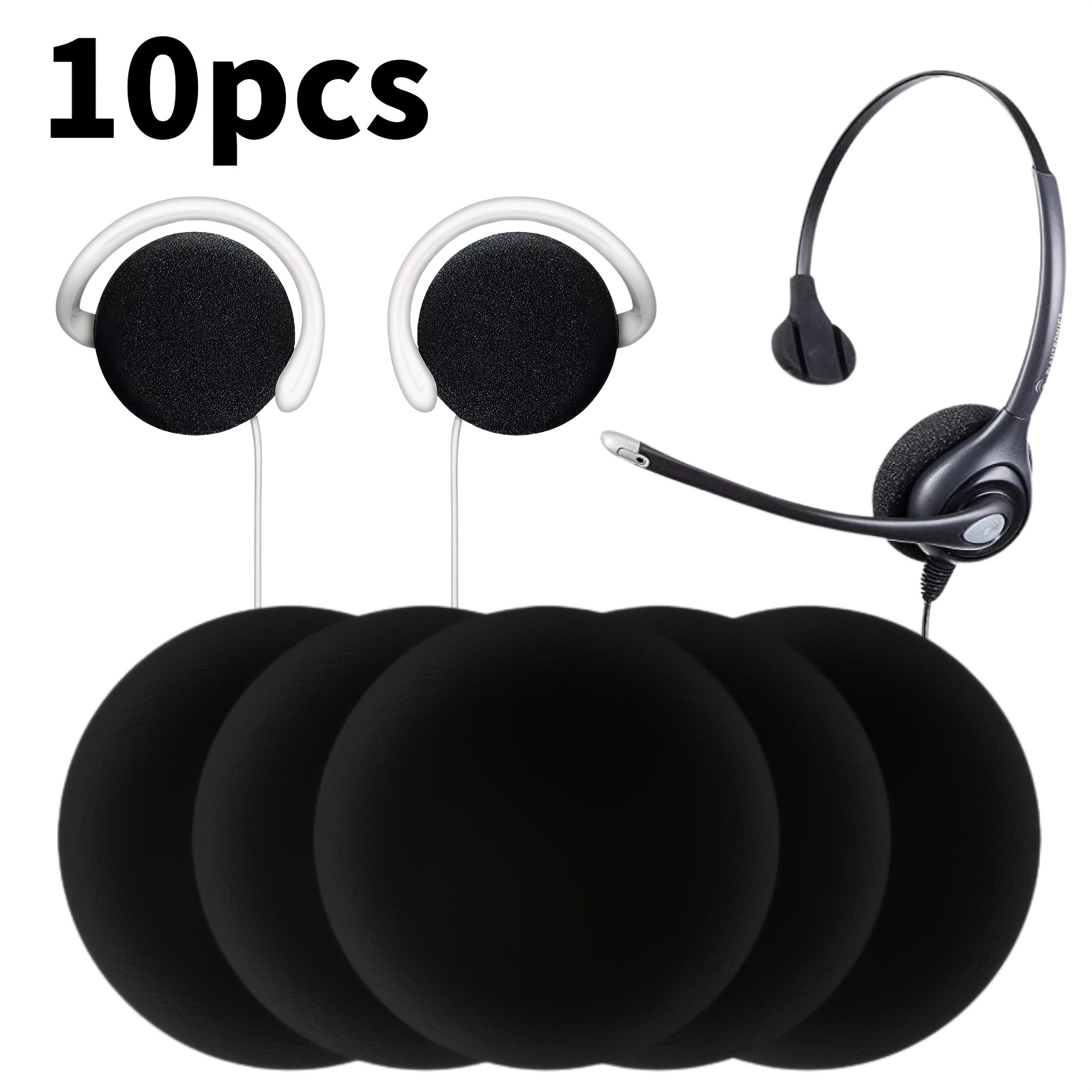 TEMU 10pcs Ear Cushions Ultra Soft Foam Cover, Ear Cushions Foam Replacement For Most Standard Size Office Telephone Headsets, Headphones, Earphones