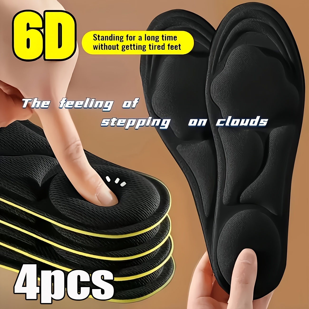 TEMU 4 pezzi di estive da donna in memory foam, cuscinetti di supporto , cuscinetti per scarpe sportive 6D, adatti ai piedi femminili, misura
