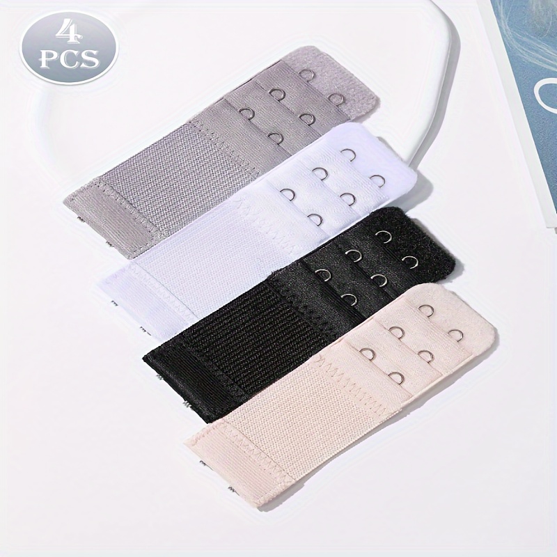 4-pack Women's Bra Extender Bands, Knitted Polyester With 2 Of Hooks, Solid Color, Underwear Accessories, Fashionable Clothing, Pajamas, , In Multiple Colors