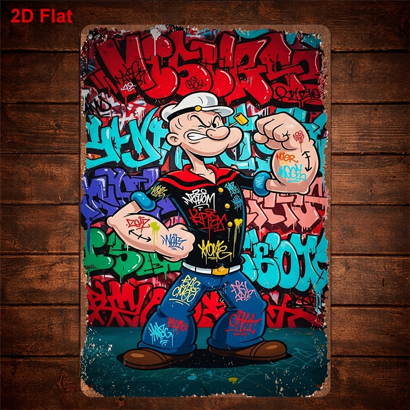 TEMU 2d Flat, 1pc 2d Flat Graffiti Decorative Paing, Vintage Rusty Texture Wall Art Sign, Suitable For Home, Bar, Cafe, Game Room, Living Room,