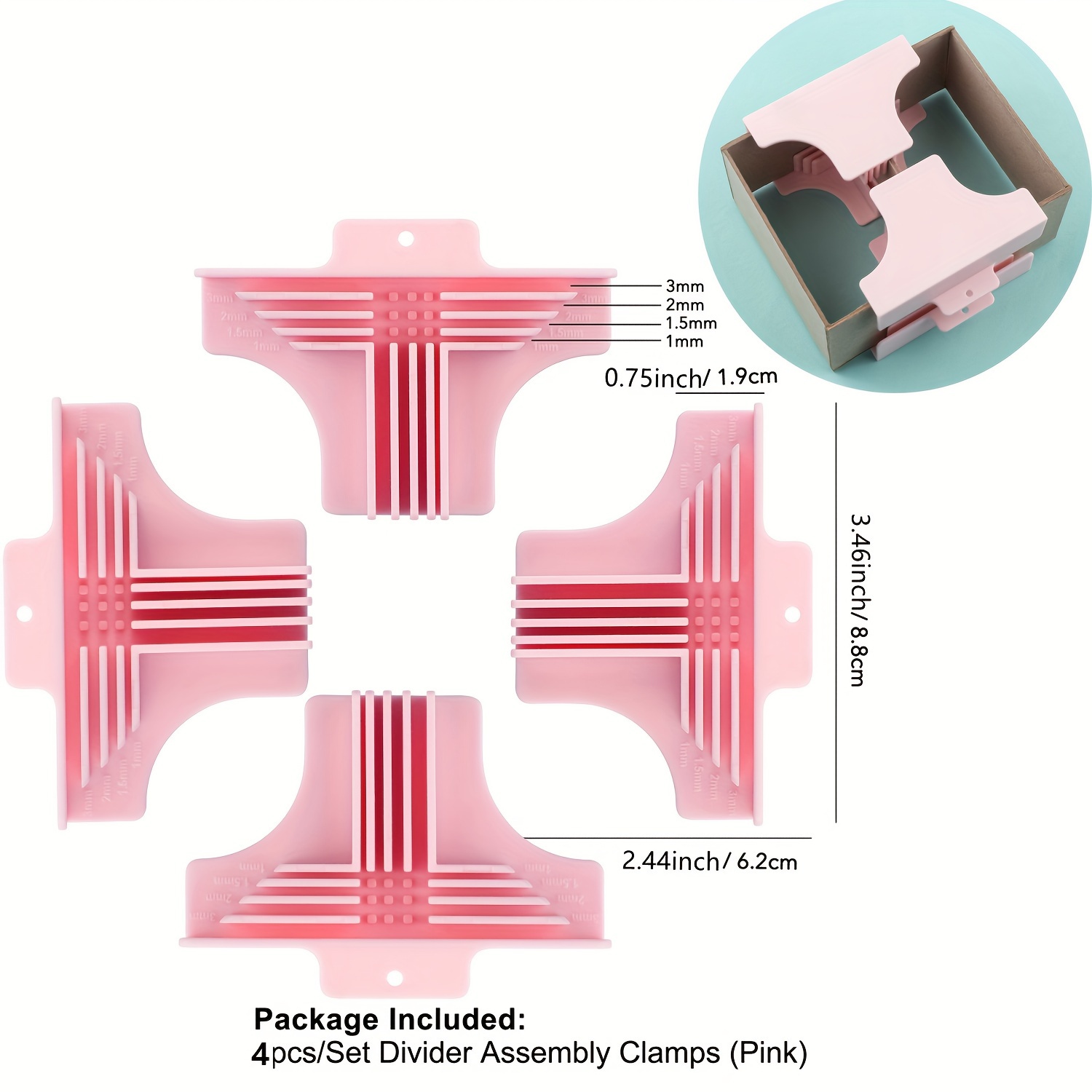 TEMU 4pcs Clamp Set For Box Making - Durable Plastic, & Divider Tools With Adhesive Drying Guide - Chipboard Boxes & Diy Crafts, Craft Box