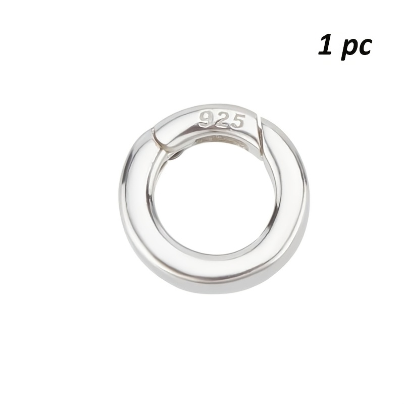 TEMU 1pc Solid 925 Silver Necklace Clasp - Spring Ring Clasp/ Bracelet Shortener Clasp/ Carabiner Clip/ O Ring, Jewelry Accessory