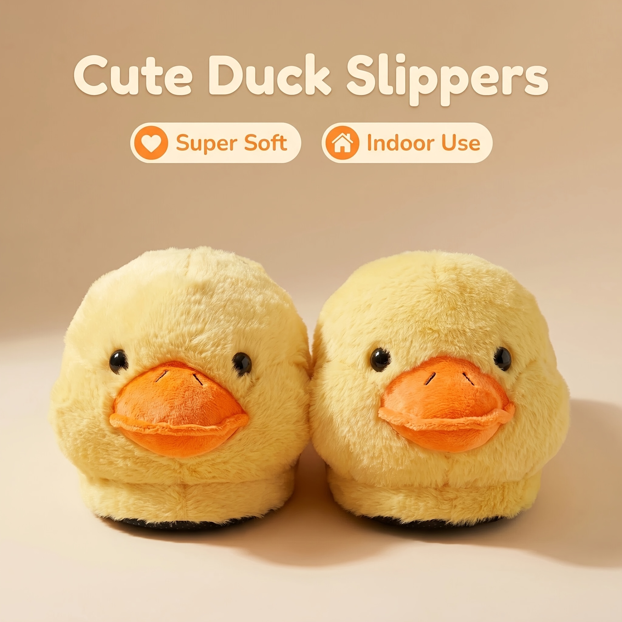 TEMU Lt Little Yellow Duck-shaped All-inclusive Warm Slippers, Women Shoes