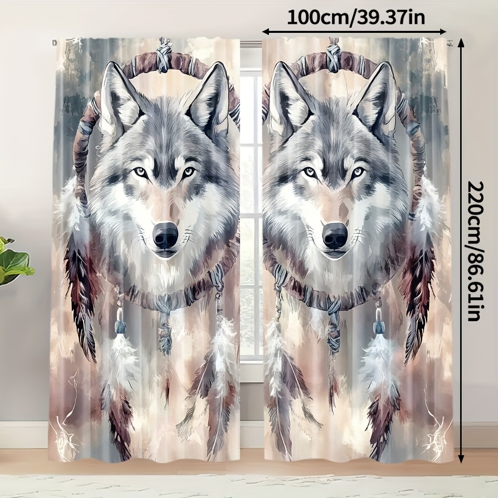 TEMU 2pcs, Rideaux Voilages Imprimés Polyvalents 100% Polyester Décoration Intérieure pour Salon, Chambre, Cuisine et Bureau
