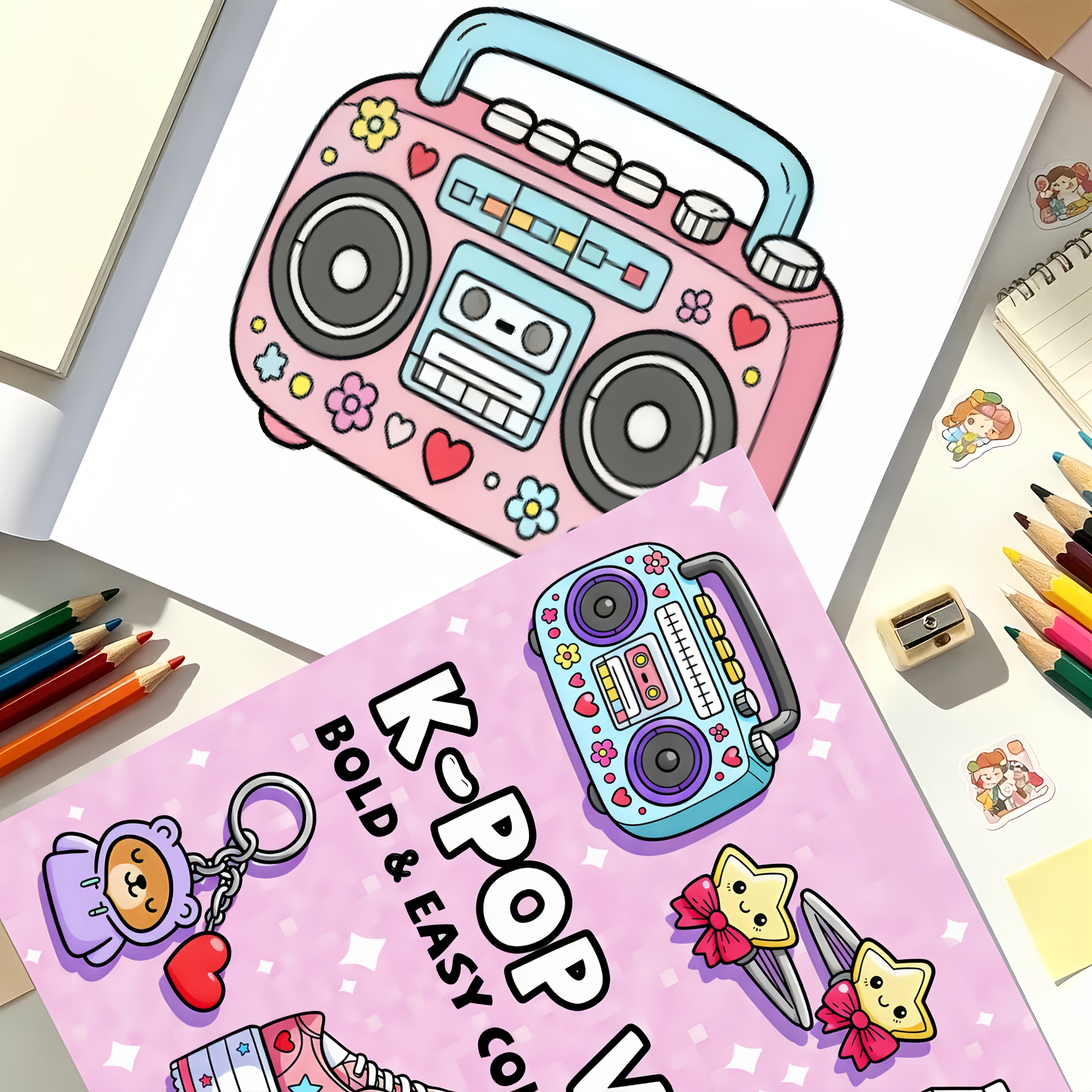 TEMU K-pop Coloring Book: And For Adorable Teens, Coloring, Featuring Starry Microphones, Fashionable Shoes, Headphones, And Cameras, Perfect Gift