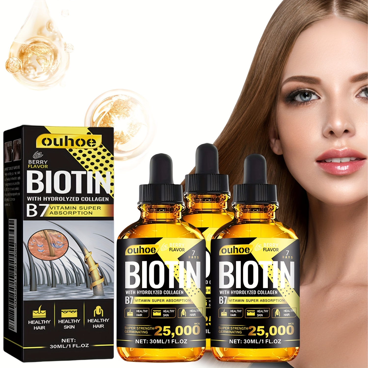 3pcs B7 Vitamin Hair Essential Oil, Gentle Formula, Moisturizing and Hydrating, Suitable for All Hair Types, Hair Oil