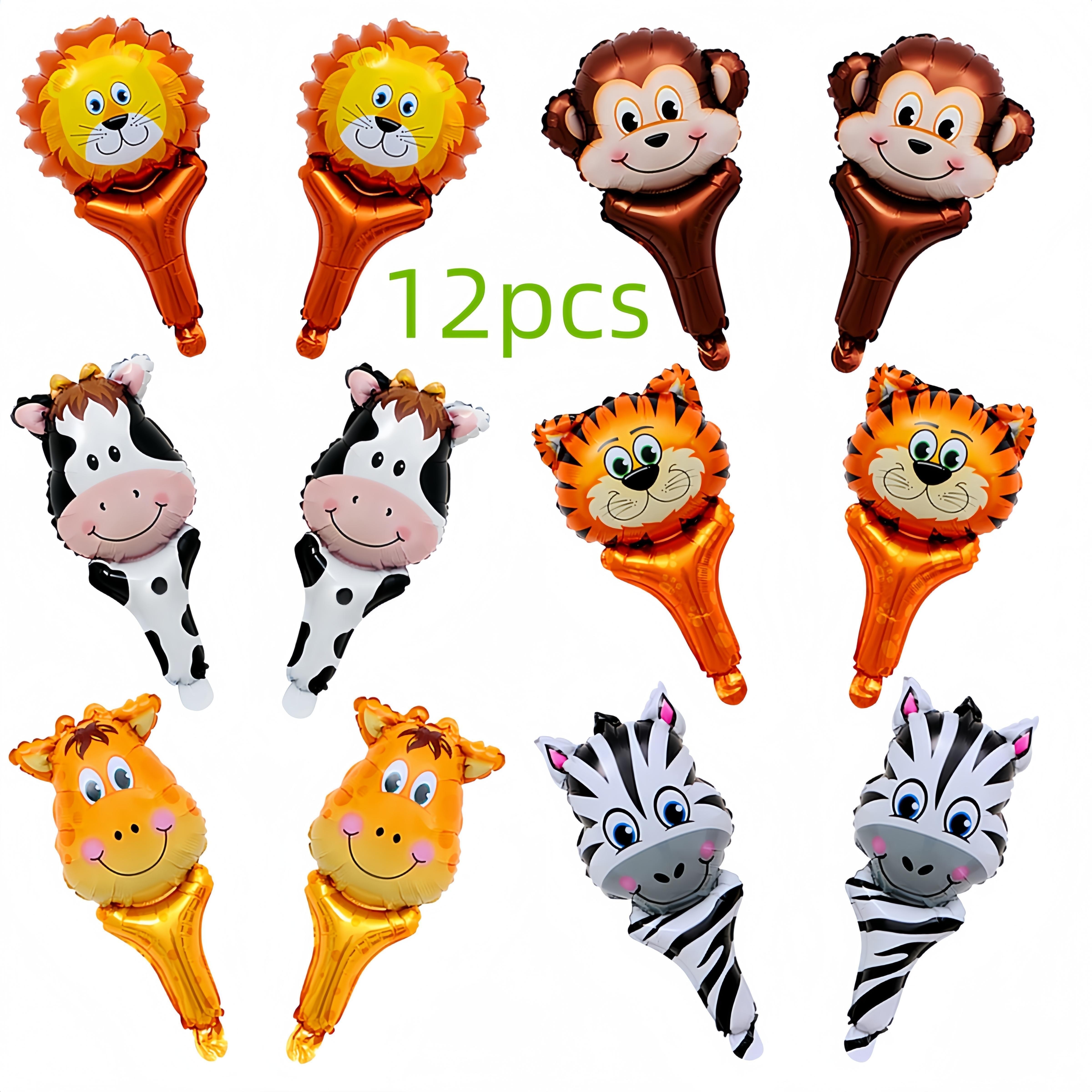 Image of Set Of 12 Animal-shaped Handheld Balloons Ideal For Birthday Celebrations, , Easy To Carry, And Suitable For Any Gathering - No Electricity Required!