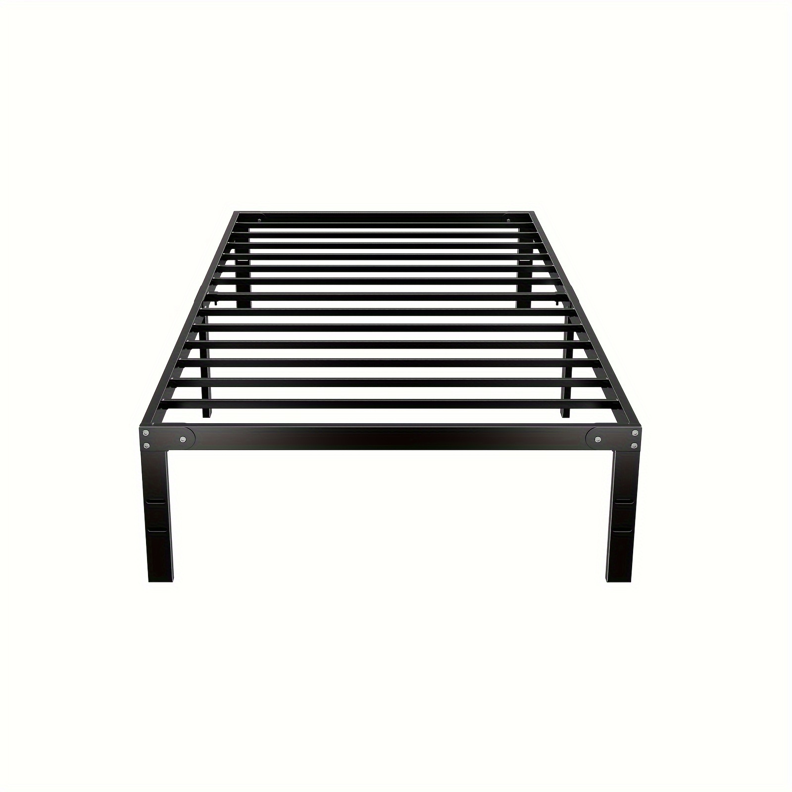 

Twin Size Black Metal Bed Frame With Sturdy Steel Slat Support-14 Inches High Heavy Duty Platform For Bedroom Providing Significant Storage Space