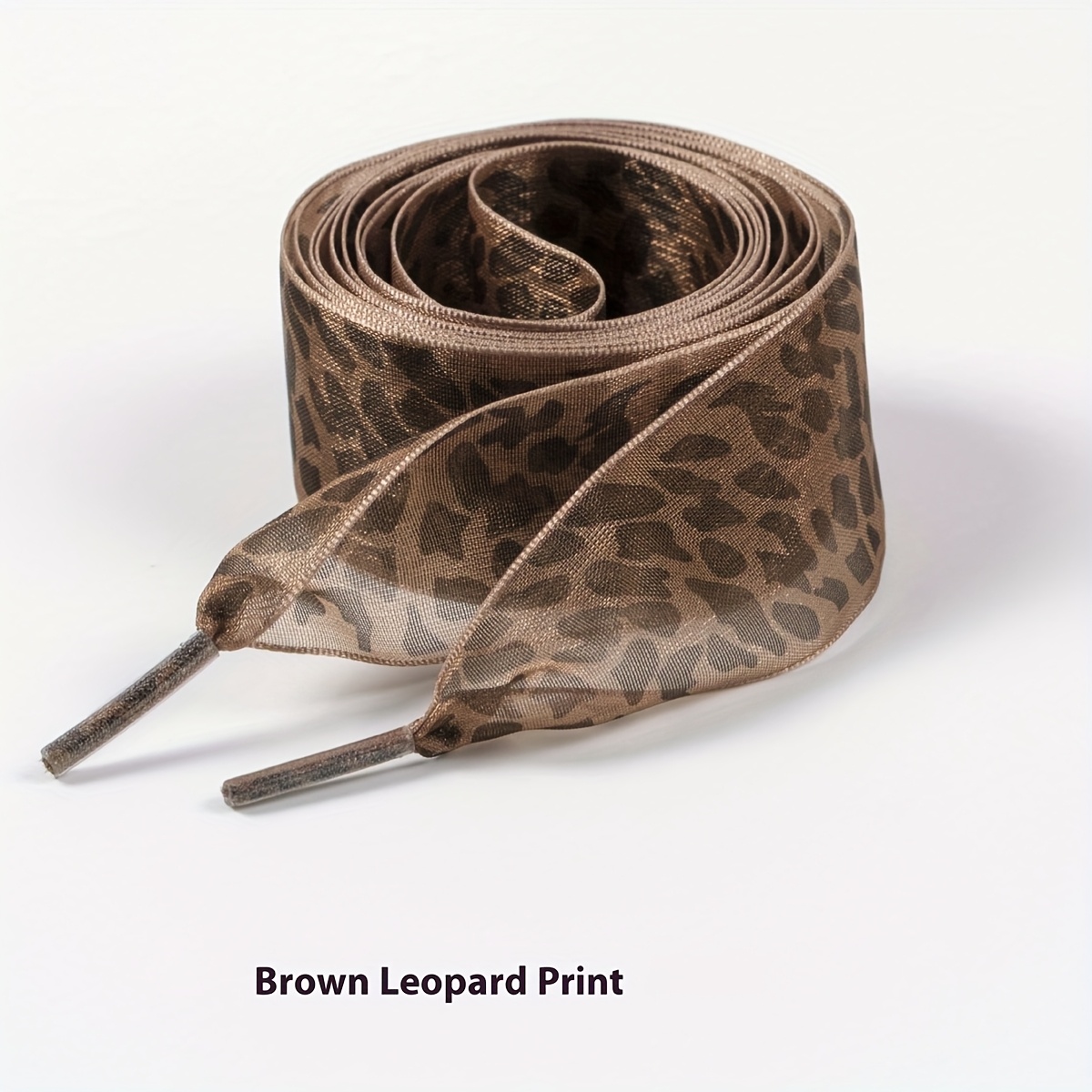 1 Pair Of Fashion Leopard Print Satin Shoelaces, Wide Flat Leopard Print Shoelaces, Suitable For Casual And Sneakers