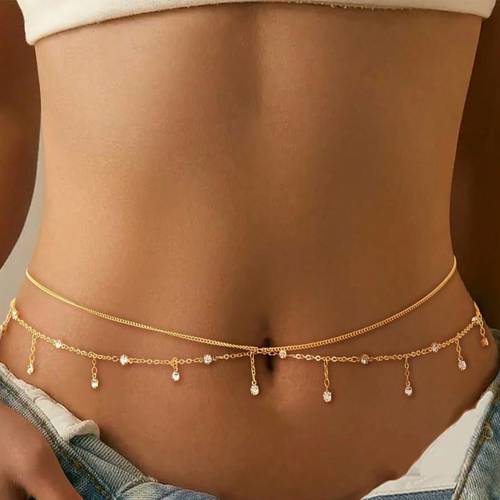 1pc womens fashionable high end alloy multi layer stackable waist chain a waist accessory body chain suitable for parties christmas party wear a gift for friends