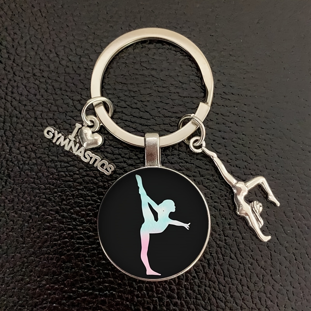 5pcs/1pc I Love Gymnastics Keychain Pendant, Gymnastics Sports Gift