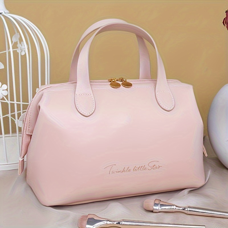 New Large Size French Handbag High Aesthetic Capacity Portable Makeup Bag Fashionable Pu Storage Bag