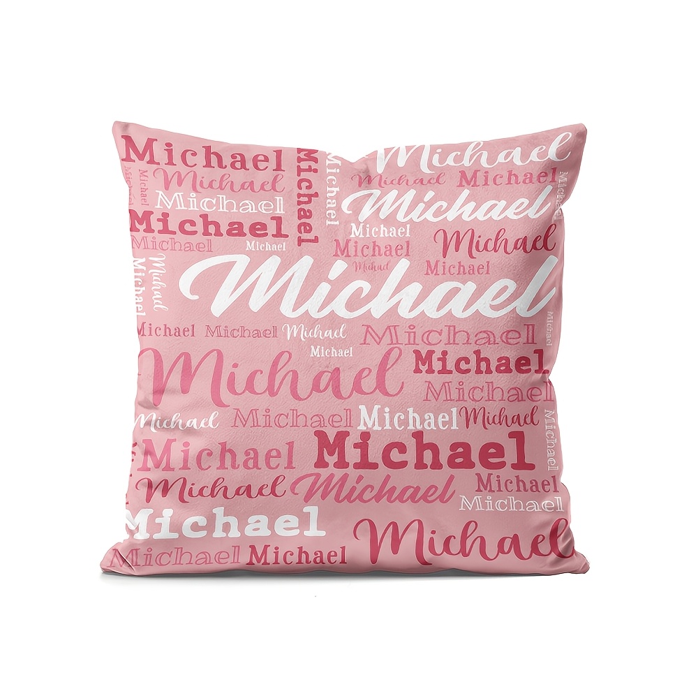 TEMU Personalized Lumbar Support Pillowcase, Custom Name Design, Machine Washable Polyester Fabric, , Zipper Closure, Perfect For Napkins, Sofas, And