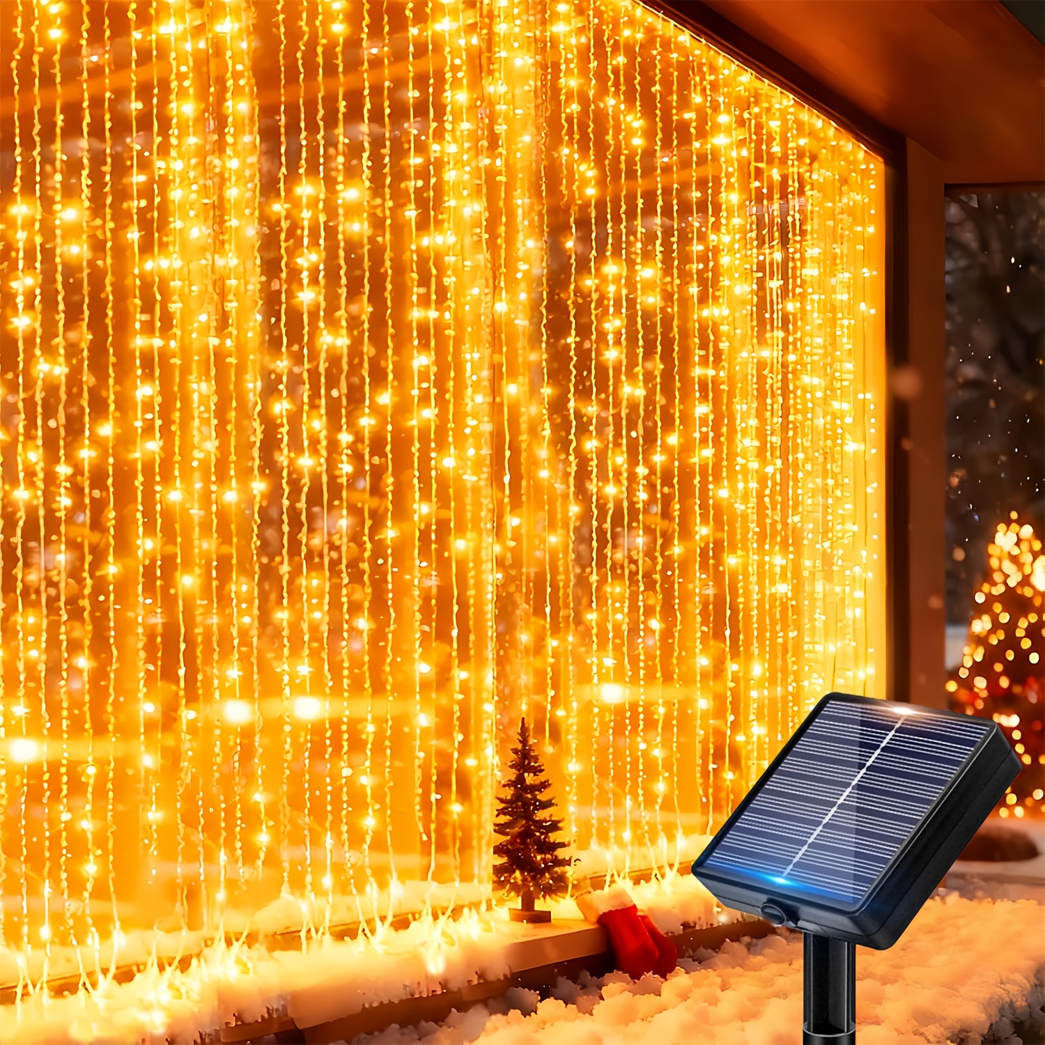 Artikelbild außen-solar-vorhanglicht, breite  , höhe 1/2/ , 12   hängende lichterkette, gartendekorations-lichterkette, lichtquellen-sensor  /aus,   für hof, garten, dachüberstände, veranda, pavillon, terrasse, frühlings- sommerdekoration