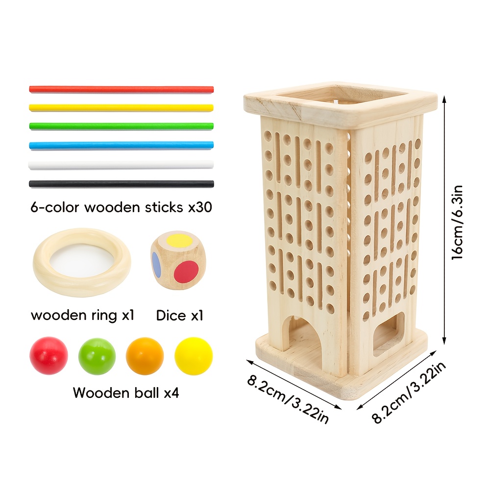 Image of Wooden Parent-child Interactive Board Game! In Game Offers 3 Different , With Built-in Dice To Enhance Focus And Balance, And Multiple Game . An Essential Item For Enhancing Intimate
