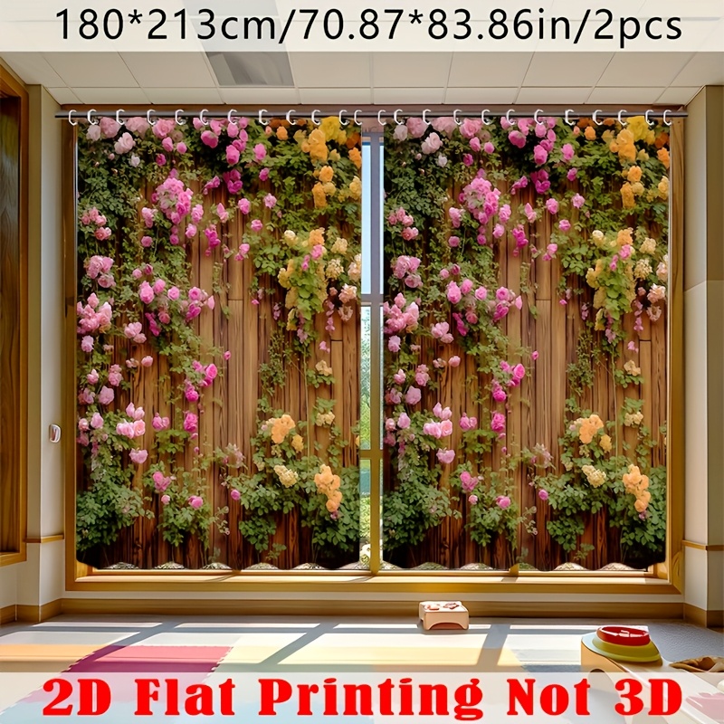 TEMU []2d Flat Printing, 1/ 2pcs - Inspired Outdoor Curtain Boasting Exquisite Floral Patterns, Garden Curtain For Sunshading, Window & Yard,